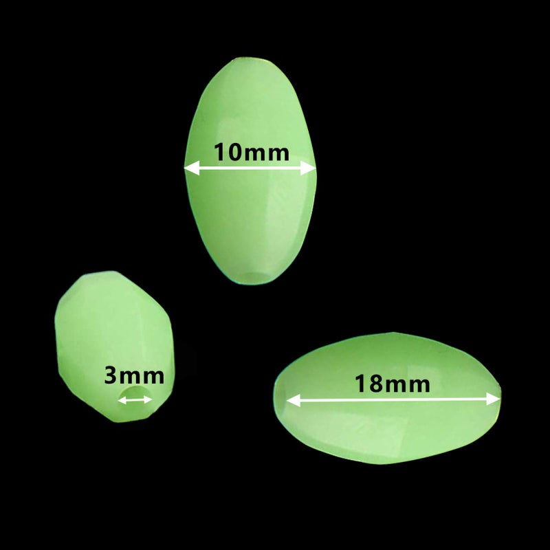 OROOTL Glow Beads Fishing Saltwater, 100pcs Hard Plastic Luminous Fishing Beads Green White Fish Beads Assortment Oval Egg Bead Lures Sea Fishing Tool - Image 3